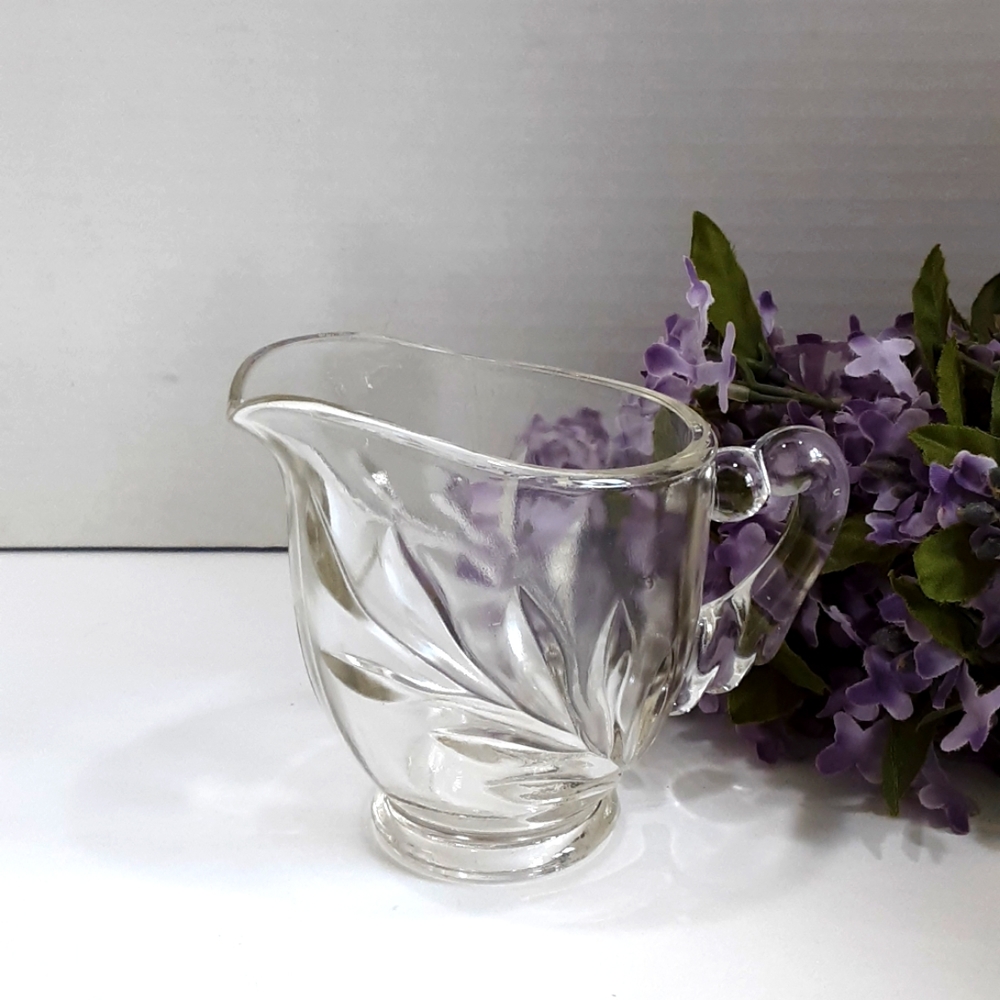 Depression Glass Creamer INDIANA GLASS Willow Oleander Clear Vintage Mid-century